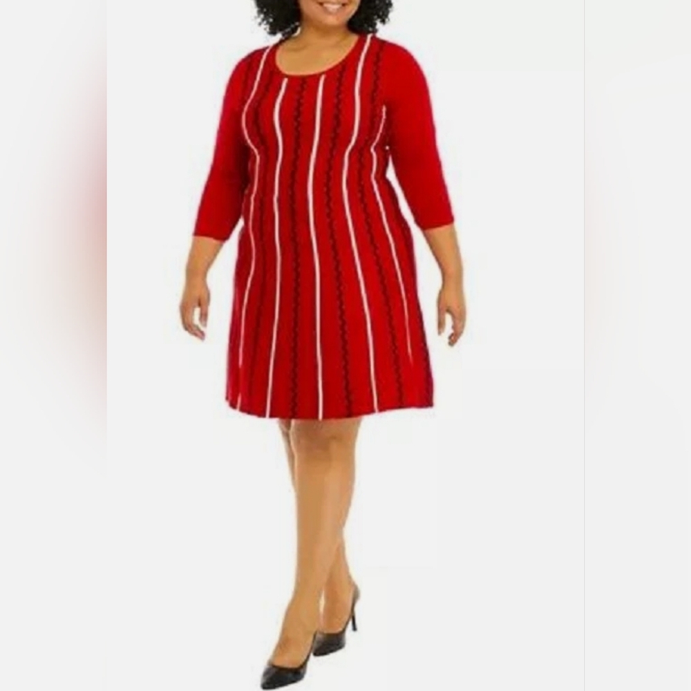 Gabby Skye Red fit and flare sweater dress in size 2X